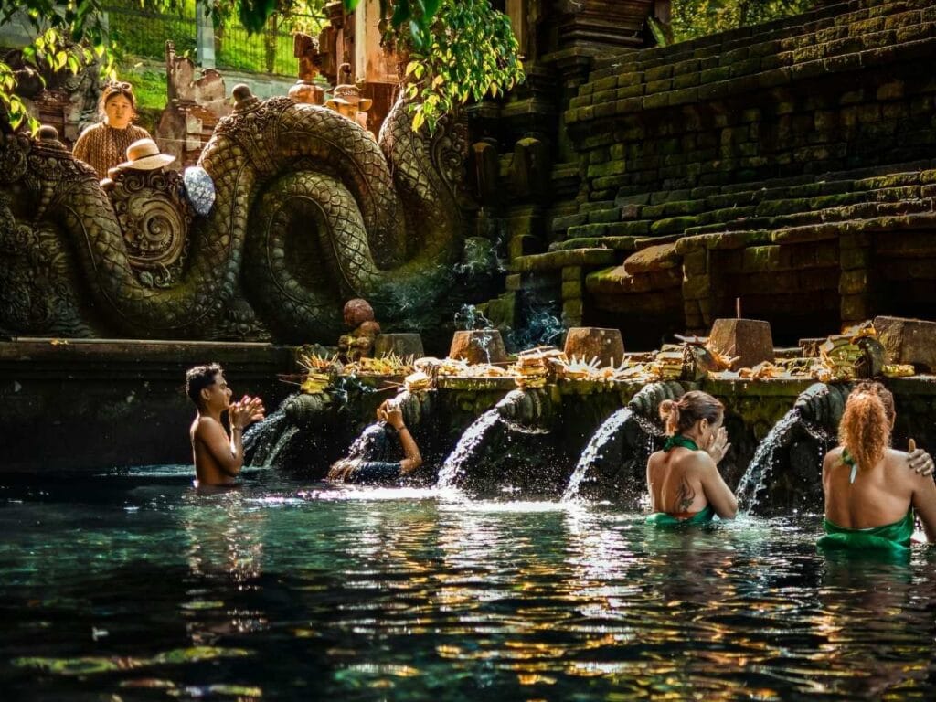 Best cultural experiences in Bali at ancient Balinese temple surrounded by tropical jungle