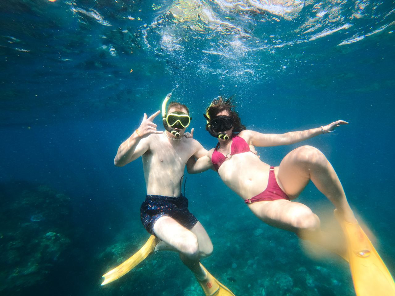 Complete snorkeling equipment including mask, fins, and life jacket prepared for Blue Lagoon Snorkeling Tour Bali