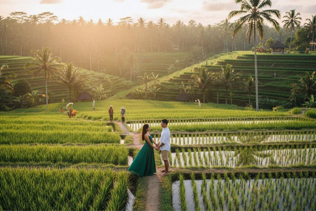 bali private driver with couple honeymoon