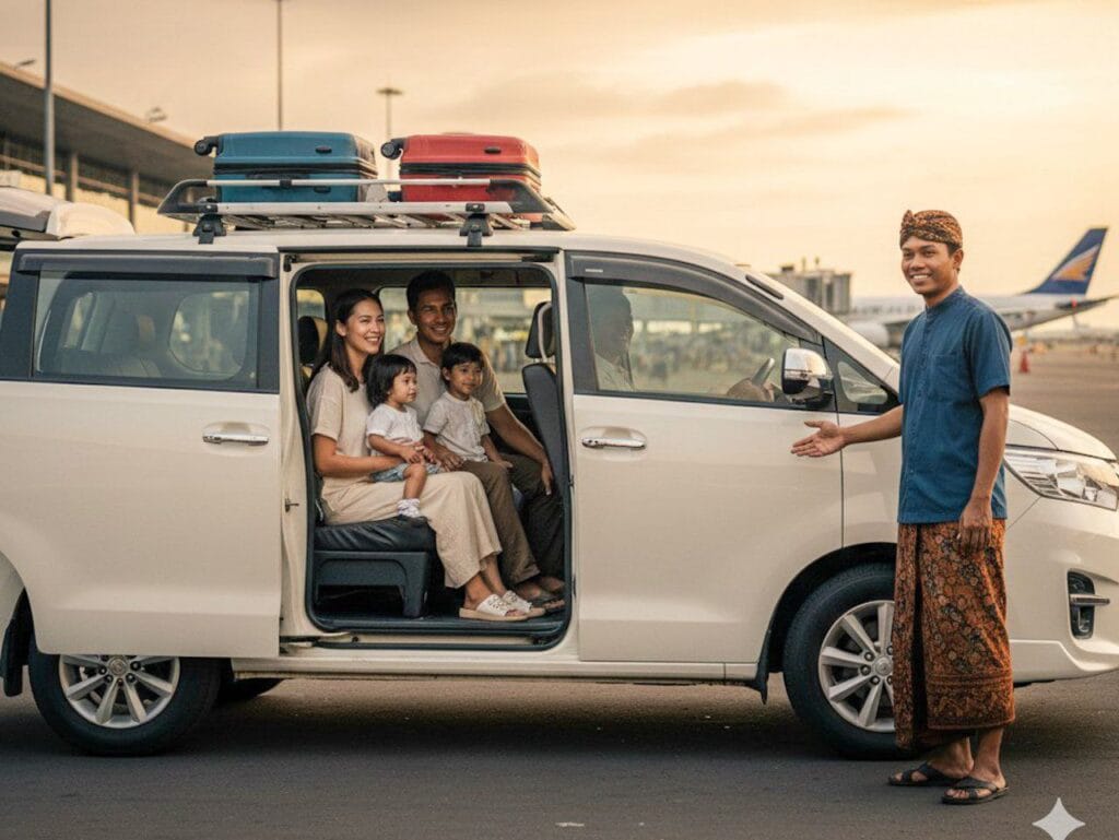 Bali private car airport transfer for families.