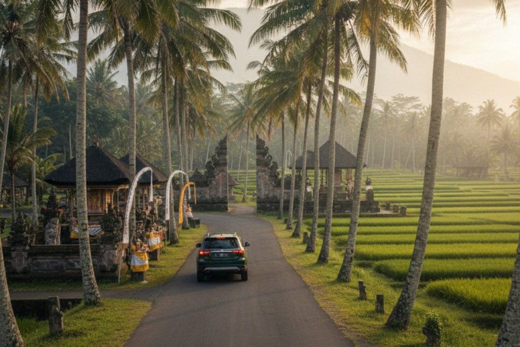 bali driver and tour servic with Cinematic Ubud rice terraces