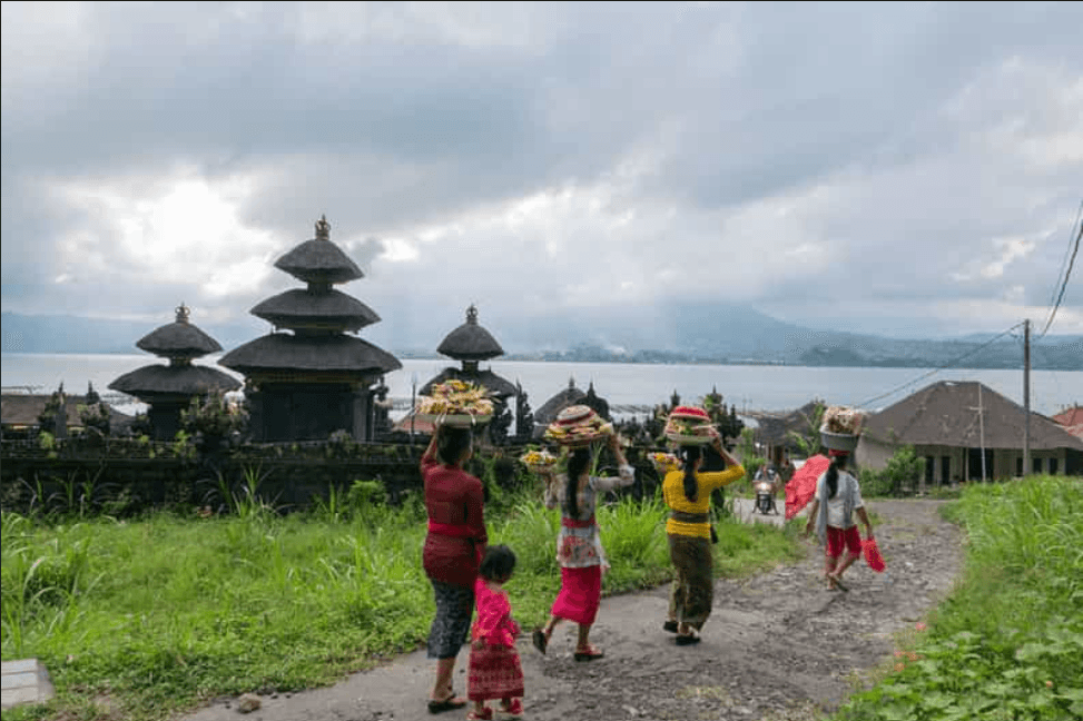 traditional villages in bali with temples and local houses