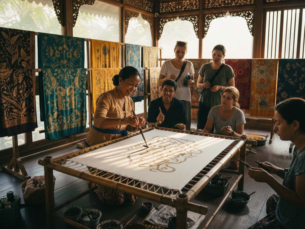 balinese batik art traditional hand drawn wax technique in bali workshop