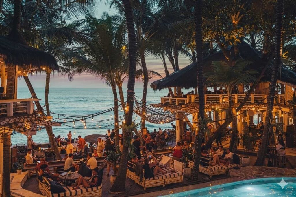 beach club in canggu bali with no minimum spend sunset ocean view