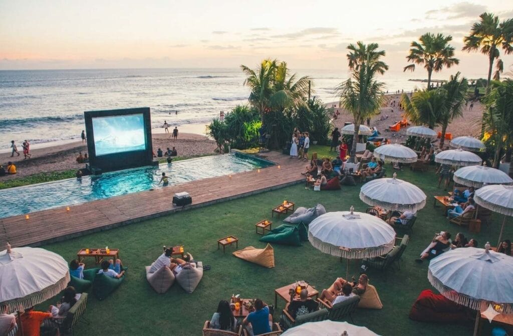 best beach club in canggu bali with no minimum spend bean bags