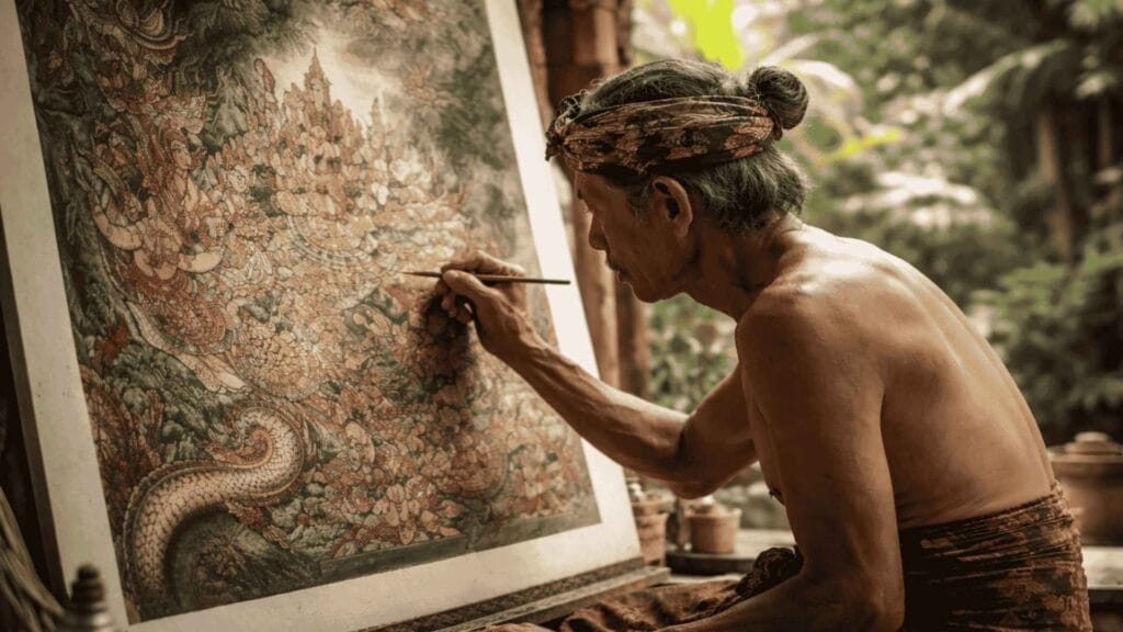 traditional balinese painting display bali