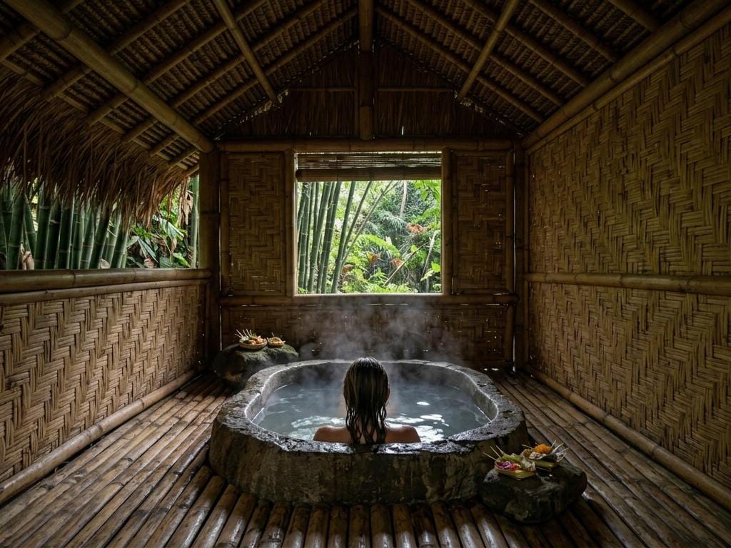 best bali hot spring angseri hot spring tabanan rice field view