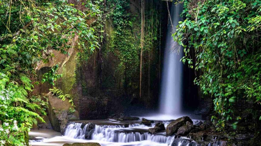 sumampan waterfall ubud natural jungle scenery bali