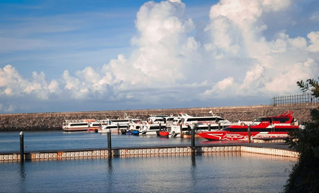 Fast boat at Sanur Harbour Bali harbor terminal