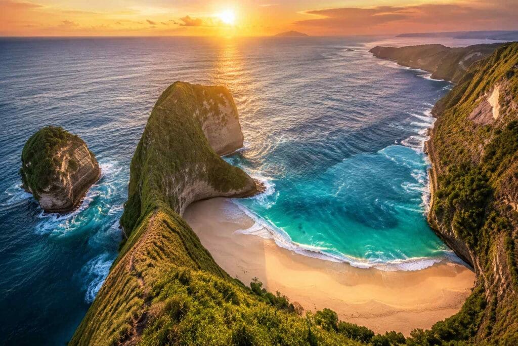 Bali drone spots with cinematic aerial view of Jatiluwih Rice Terraces at sunrise