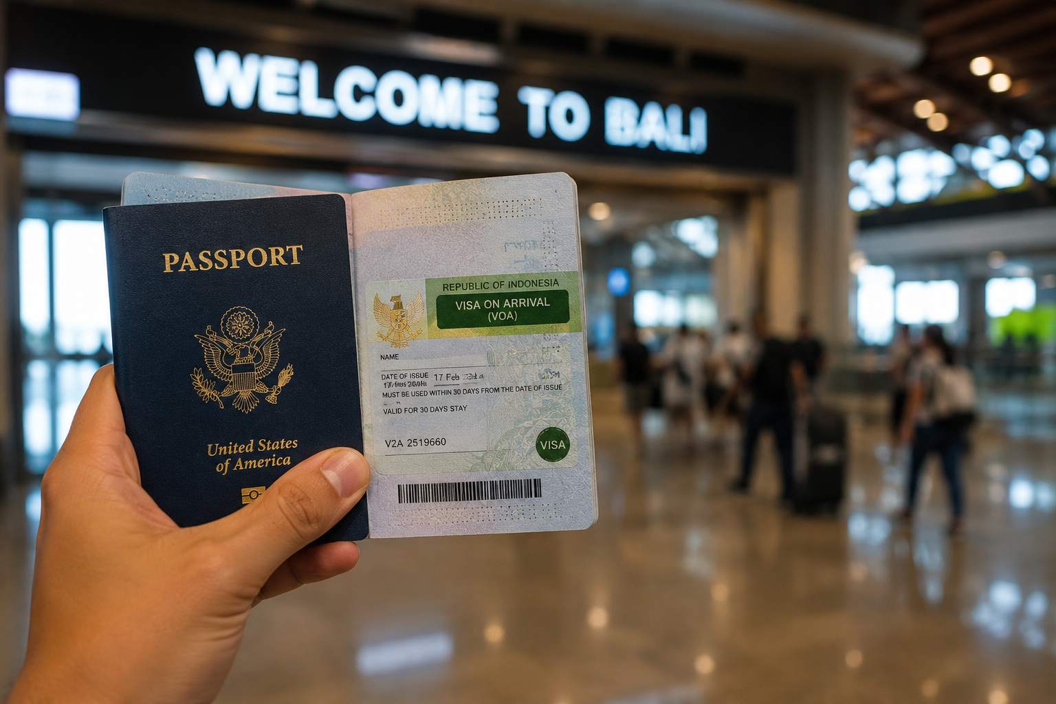 Bali tourist visa application process on laptop with passport and boarding pass