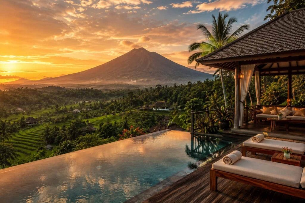 Sidemen Valley Bali luxury retreat surrounded by rice terraces
