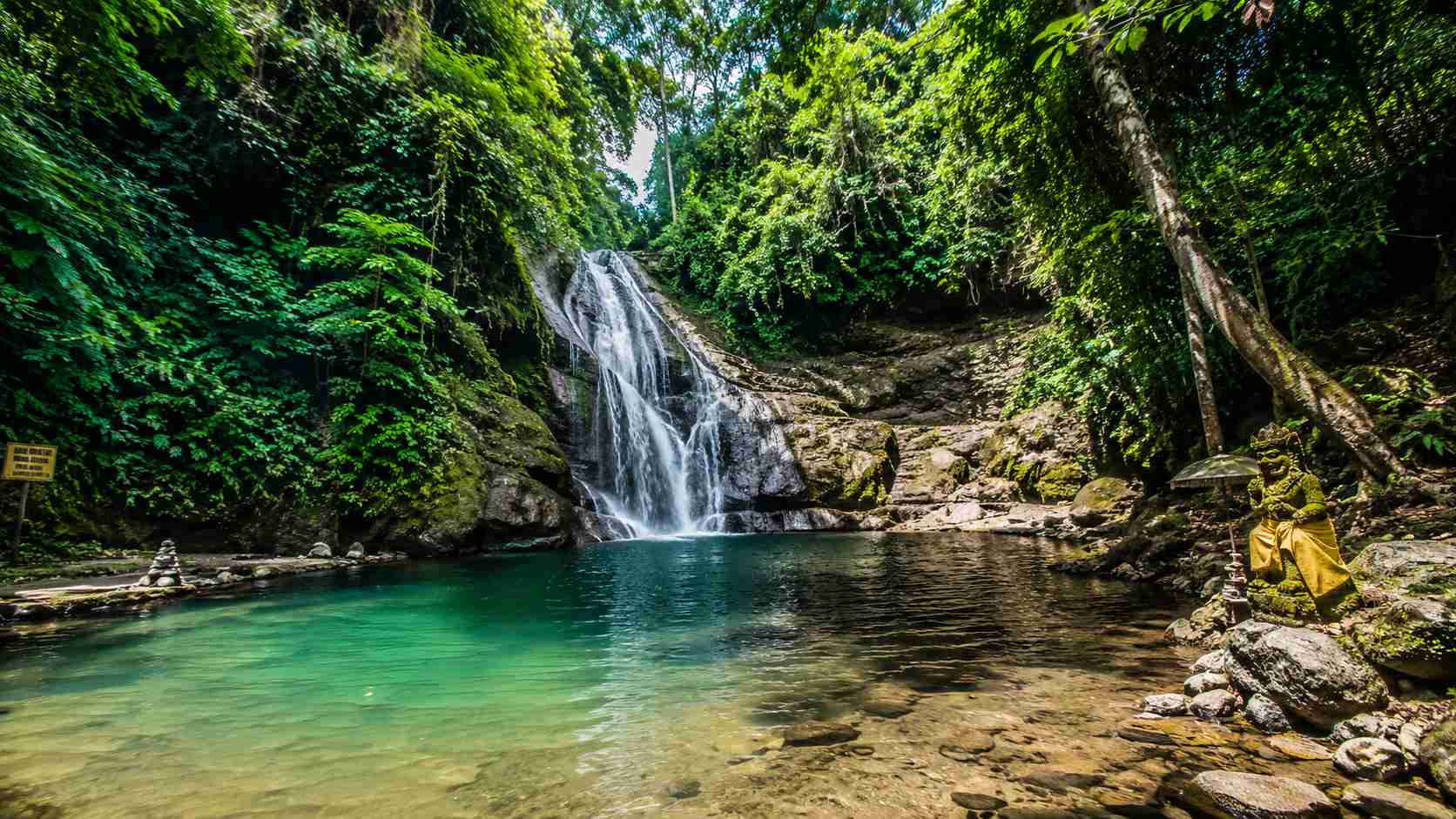 Uma Anyar Waterfall Bali walking path through tropical forest