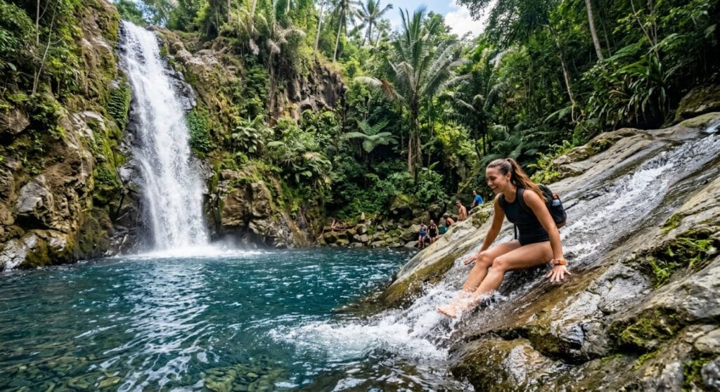 Aling Aling Waterfall Bali natural rock slide adventure
