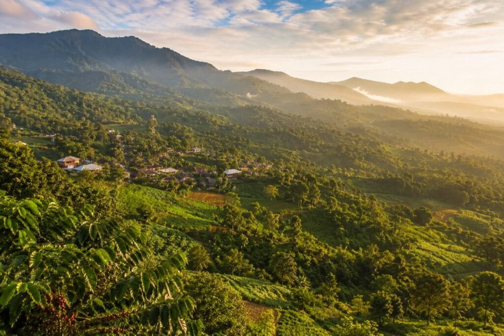 Munduk village and lush North Bali mountain landscape