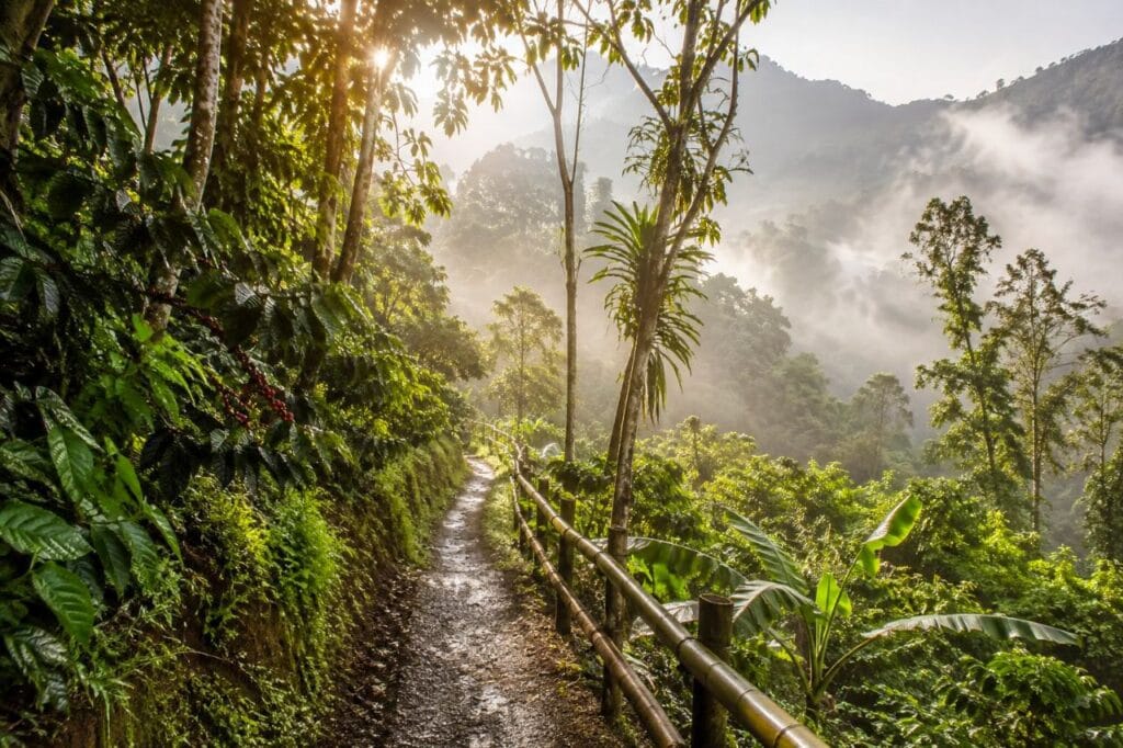 Trekking trail through the jungle near Munduk Waterfall Bali Image Prompt