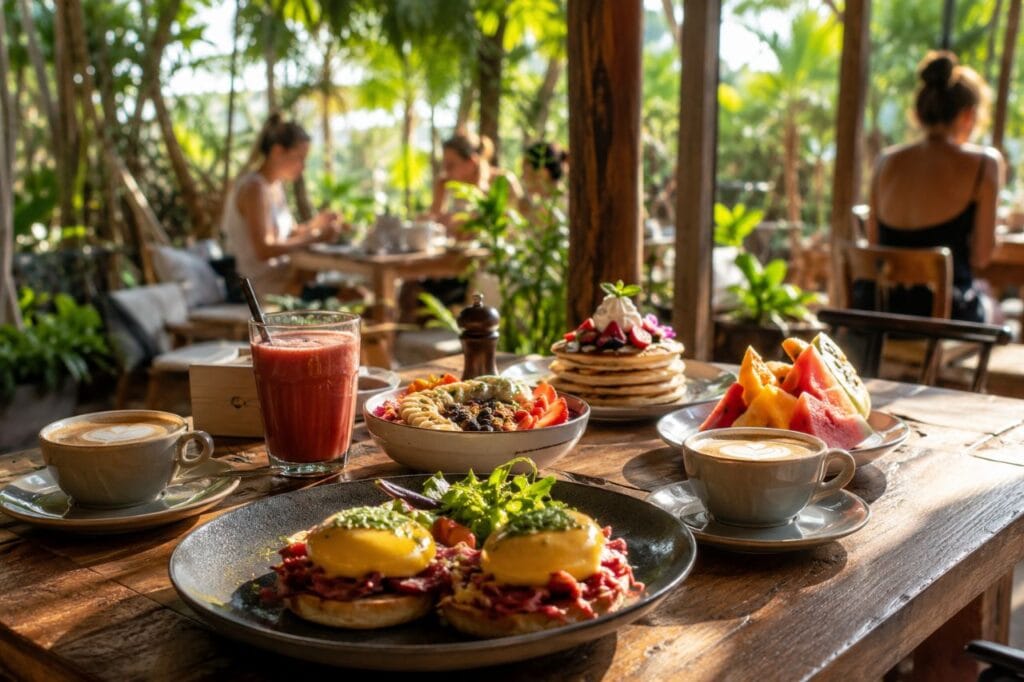 Seminyak brunch cafe with tropical outdoor dining