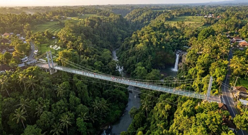 Bali Glass Bridge Ubud over the Petanu River